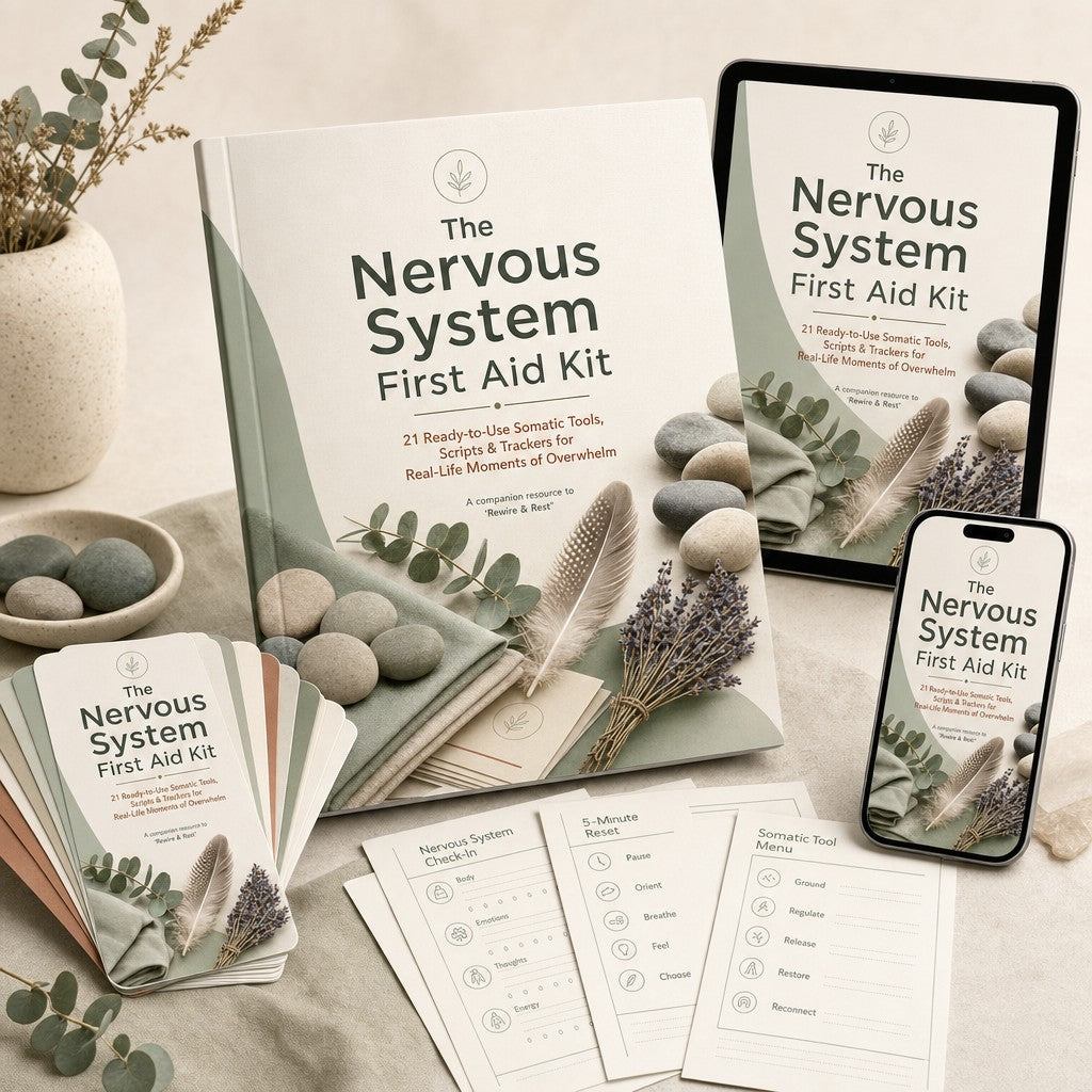 The Nervous System First Aid Kit: 21 Ready-to-Use Somatic Tools, Scripts & Trackers for Real-Life Moments of Overwhelm